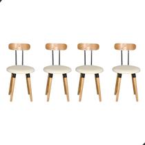 KIT 4 Cadeiras Pés Palito Ergonomica Para Mesa De Jantar Cozinha De Madeira Estofada com Fixação