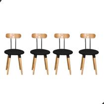 KIT 4 Cadeiras Pés Palito Ergonomica Para Mesa De Jantar Cozinha De Madeira Estofada com Fixação