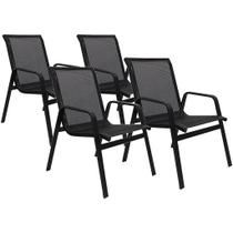 Kit 4 Cadeiras Piscina Jardim Lótus Premium em Tela Sling e Alumínio