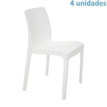 Kit 4 cadeiras plastica monobloco alice branca tramontina