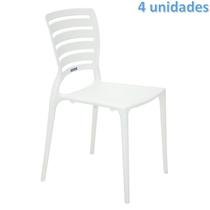Kit 4 cadeiras plastica monobloco sofia branca encosto vazado horizontal tramontina