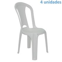 Kit 4 cadeiras plastica monobloco torres economy branca tramontina