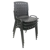Kit 4 Cadeiras Plástica Polipropileno WP Flex Reforçada Empilhável Preta - Lg Flex Cadeiras