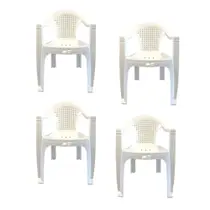 Kit 4 Cadeiras Plasticas Com Braço Viviane Branca 156Kg - Duoplast