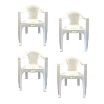 Kit 4 Cadeiras Plasticas Com Braço Viviane Branca 156Kg - Duoplast