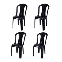 Kit 4 Cadeiras Plasticas Preto 182 Kg - Duoplast