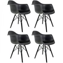 Kit 4 Cadeiras Polipropileno Eames Arm Dsw Preto