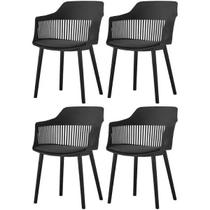 Kit 4 Cadeiras Polipropileno Marcela Montreal Preta para Sala de Jantar ou Escritório