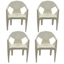 kit 4 Cadeiras Poltrona Com Apoio Braço Plástica DIAMOND - JR Plásticos