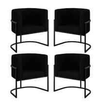Kit 4 Cadeiras Poltrona Lua Veludo Sala Quarto Preto Balaqui Kit 4 Cadeiras Poltrona Lua Veludo Sala Quarto Preto Balaqui