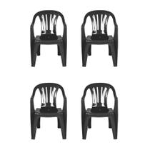 Kit 4 Cadeiras Poltrona Plástica Empilhavel Reforçada 182kg Mor