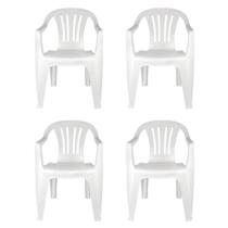 Kit 4 Cadeiras Poltrona Plástica Empilhavel Reforçada Branca 182kg Mor