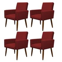 Kit 4 Cadeiras Poltronas Decorativa Nina Suede Herrero