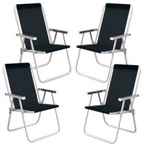 Kit 4 Cadeiras Praia Alta Conforto Sannet Preta 120 kg Mor