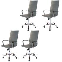 Kit 4 Cadeiras Presidente Charles Eames Esteirinha Couro Pu 11P