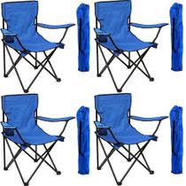 Kit 4 Cadeiras Reforçada 100 Kg Dobrável Com Bolsa Camping Pesca Praia