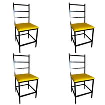 Kit 4 Cadeiras Reforçada Para Cozinha E Sala Jantar Vitoria Assento Amarelo - Brauna_Industria Kit 4 Cadeiras Reforçada Para Cozinha E Sala Jantar Vitoria Assento Amarelo - Brauna_Industria