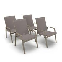 Kit 4 Cadeiras Riviera Piscina Alumínio Fendi Tela Fendi Kit 4 Cadeiras Riviera Piscina Alumínio Fendi Tela Fendi