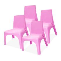 Kit 4 Cadeiras Rosa Pink Infantil Kids Playground Quarto Todos Os Ambientes