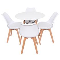 Kit 4 Cadeiras Saarinen Branca + Mesa Redonda 70cm Branca