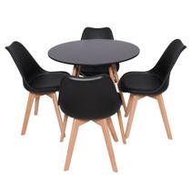 Kit 4 Cadeiras Saarinen Preto + Mesa Redonda 70cm Preto