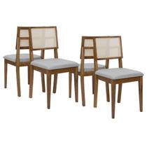 Kit 4 Cadeiras Safira Estofadas Madeira Maciça Imbuia Encosto Tela Palha Sala de Jantar Confortável