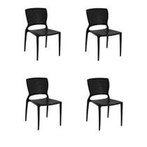 Kit 4 Cadeiras Safira Preta Tramontina 92048/009 Kit 4 Cadeiras Safira Preta Tramontina 92048/009