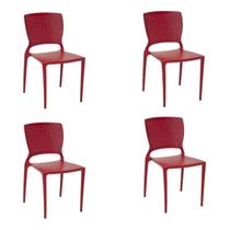 Kit 4 Cadeiras Safira Vermelha Tramontina 92048/040