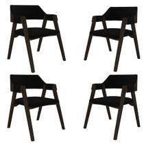 Kit 4 Cadeiras Sala de Jantar e Jogos Carteados Madeira Maciça Poker Veludo Preto/Capuccino G42 - Gran Belo Kit 4 Cadeiras Sala de Jantar e Jogos Carteados Madeira Maciça Poker Veludo Preto/Capuccino G42 - Gran Belo