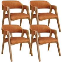 Kit 4 Cadeiras Sala de Jantar Estar Living Estofada Suran L02 material sintético Canela - Lyam Decor Kit 4 Cadeiras Sala de Jantar Estar Living Estofada Suran L02 material sintético Canela - Lyam Decor