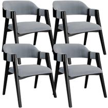 Kit 4 Cadeiras Sala de Jantar Estar Living Estofada Suran L02 Preto Bouclê Cinza - Lyam Decor Kit 4 Cadeiras Sala de Jantar Estar Living Estofada Suran L02 Preto Bouclê Cinza - Lyam Decor