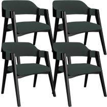 Kit 4 Cadeiras Sala De Jantar Estar Living Estofada Suran L02 Preto Suede Verde Musgo - Lyam Decor