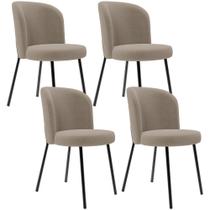 Kit 4 Cadeiras Sala De Jantar Estofada Gavi L02 Bouclê Bege - Lyam Decor Kit 4 Cadeiras Sala De Jantar Estofada Gavi L02 Bouclê Bege - Lyam Decor