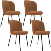Kit 4 Cadeiras Sala De Jantar Estofada Gavi L02 Bouclê Terracota - Lyam Decor Kit 4 Cadeiras Sala De Jantar Estofada Gavi L02 Bouclê Terracota - Lyam Decor