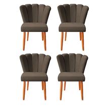kit 4 Cadeiras Sala de Jantar Estofada Pétala Suede Marrom - Twdecora