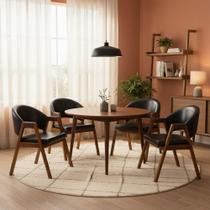Kit 4 Cadeiras Sala de Jantar Premium Com Braço Madeira Maciça Movellu Home