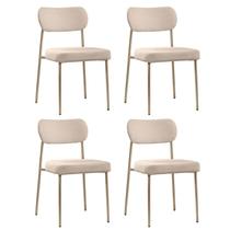 Kit 4 Cadeiras Sala de Jantar Tecido Bouclê Design Aço Carbono Lavinia Kit 4 Cadeiras Sala de Jantar Tecido Bouclê Design Aço Carbono Lavinia