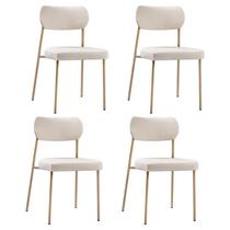 Kit 4 Cadeiras Sala de Jantar Tecido Linho Design Aço Carbono Lavinia Kit 4 Cadeiras Sala de Jantar Tecido Linho Design Aço Carbono Lavinia