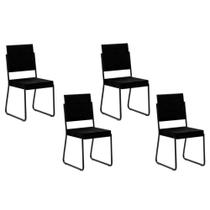 Kit 4 Cadeiras Sala Jantar 1736 4 Uni Preto/ Courano Preto - Carraro