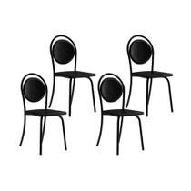 Kit 4 Cadeiras Sala Jantar 1738 4 Uni Preto/ Courano Preto - Carraro Kit 4 Cadeiras Sala Jantar 1738 4 Uni Preto/ Courano Preto - Carraro