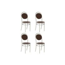 Kit 4 Cadeiras Sala Jantar 190 Aço 4 Uni Prata/Courano Cacau - Carraro