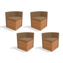 Kit 4 Cadeiras Sala Jantar 4CAD800 4 Un Nogal-Freijó/ Suede Caramelo D05 - Kappesberg