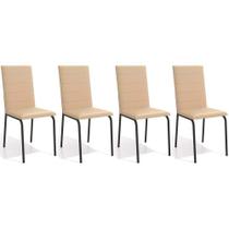 Kit 4 Cadeiras Sala Jantar Amsterdã C091PRF Aço 4 Un Preto/Corano Bege - Kappesberg