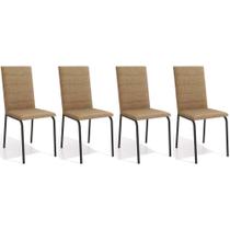 Kit 4 Cadeiras Sala Jantar Amsterdã C091PRF Aço 4 Un Preto Fosco/Capuccino - Kappesberg