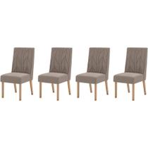 Kit 4 Cadeiras Sala Jantar Eloá 4 Un Nature/Suede Light Marrom Amêndoa - Henn