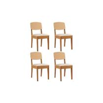 Kit 4 Cadeiras Sala Jantar Havana Premium 4 Un Naturalle/Suede Creme - Rufato