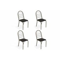 Kit 4 Cadeiras Sala Jantar Holanda 4C009NK 4 Un Níquel/Courano Preto - Kappesberg
