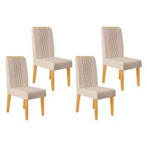 Kit 4 Cadeiras Sala Jantar Lia 4 un Cedro/Linho Neve - DJ Móveis Kit 4 Cadeiras Sala Jantar Lia 4 un Cedro/Linho Neve - DJ Móveis