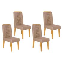 Kit 4 Cadeiras Sala Jantar Lia 4 un Cedro/Suede Kraft - DJ Móveis Kit 4 Cadeiras Sala Jantar Lia 4 un Cedro/Suede Kraft - DJ Móveis