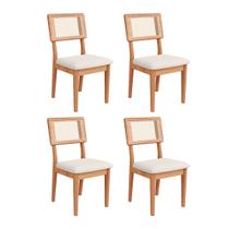 Kit 4 Cadeiras Sala Jantar MDF c/ Tela Freijó/Cesare Claro